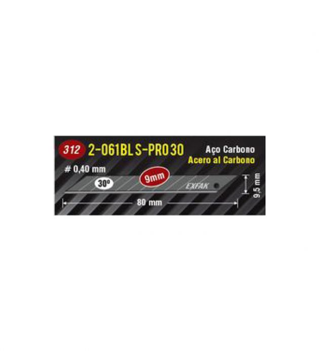 LAMINA 30° NEGRA ACERO CARBONO 2-061BL S- PRO 9mm