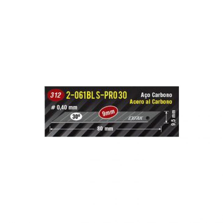 LAMINA 30° NEGRA ACERO CARBONO 2-061BL S- PRO 9mm